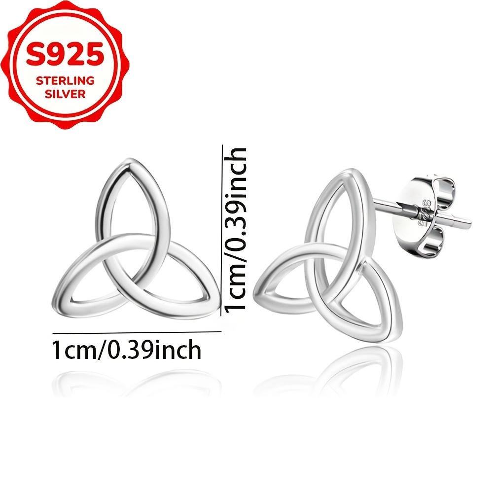 2pc Women's S925 Silver Lucky Clover Stud Earrings Set